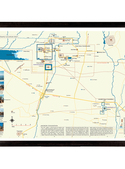 Angkor Temple Location Wall Map A3
