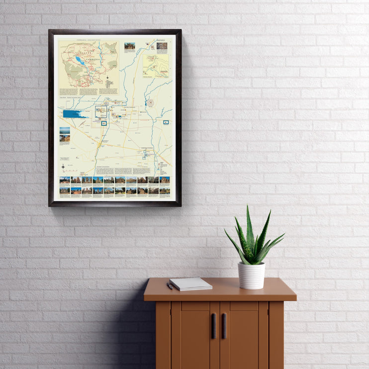Angkor Temple Location and Cambodia Wall Map - A2 with a Free E-map