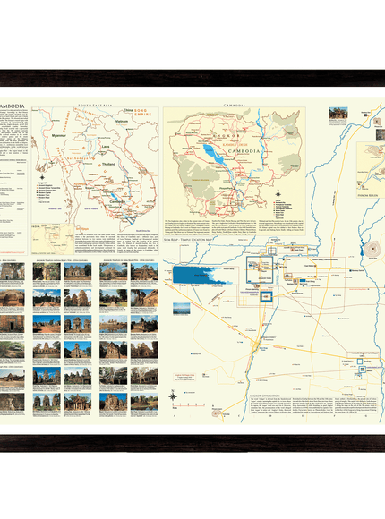 Angkor Temple Location, Cambodia and South-East Asia Wall Map A1