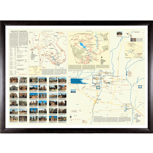 Angkor Temple Location, Cambodia and South-East Asia Wall Map A1