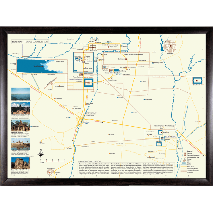 Angkor Temple Location Wall Map A3