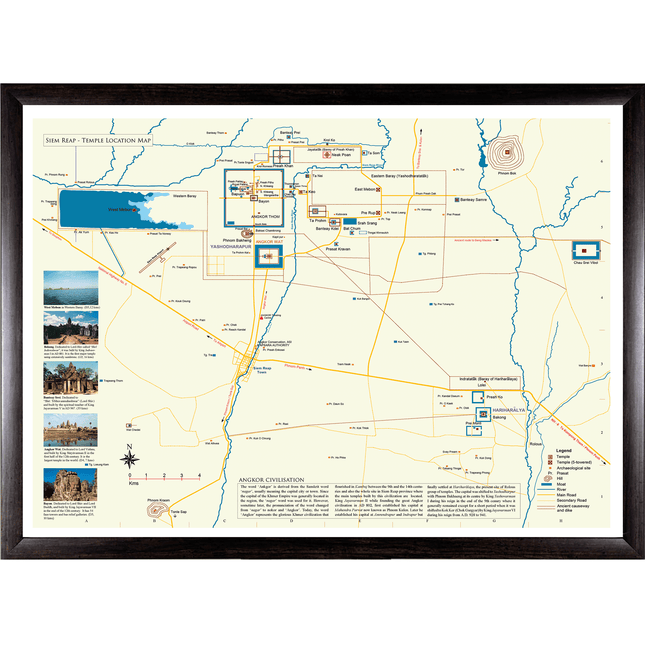 Angkor Temple Location Wall Map A3