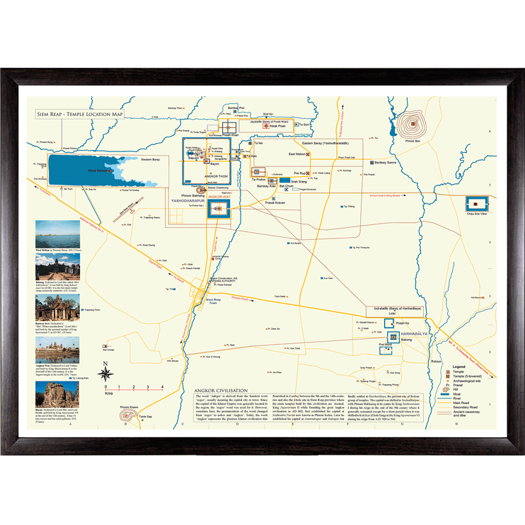 Angkor Temple Location Wall Map A3