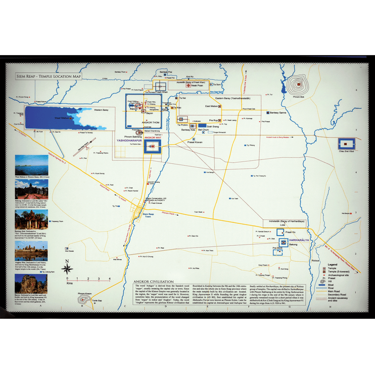 Angkor Temple Location Wall Map A3